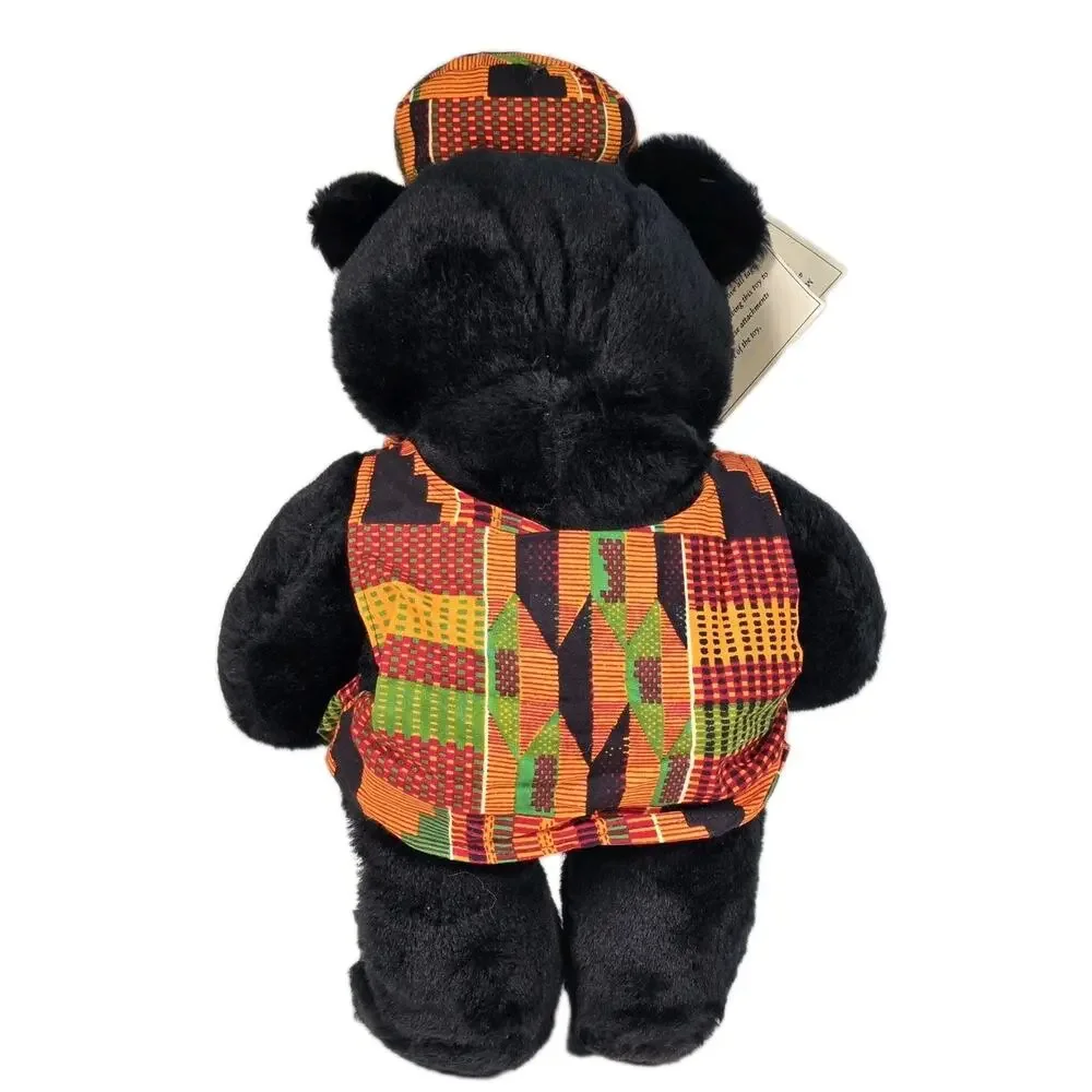 Rare 1993 Prestige International CHAKA BEAR Plush With Traditional African Cloth